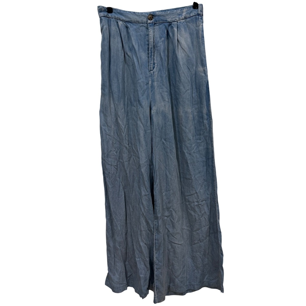 Mustard Seed Blue Lyocell Wide Leg Pleated Chambray Pants S20981 Mens L